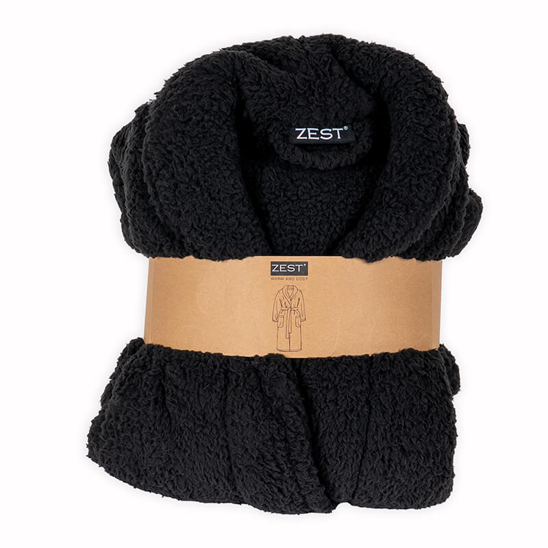 Badjas Sherpa Recycled Zwart Badjas Sherpa Recycled Zwart