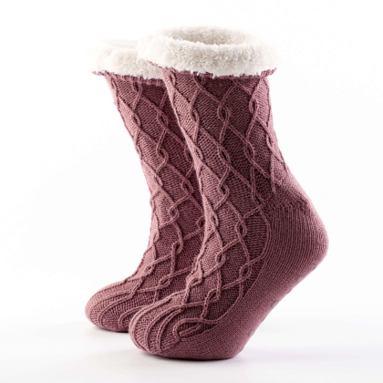 Huissokken met voering en antislip - Ellis Dusky Orchid Huissokken Ellis Dusky Orchid met voering en antislip