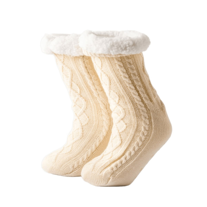 Huissokken met voering en antislip - Elza Bone White Huissokken met voering en antislip Elza Bone White