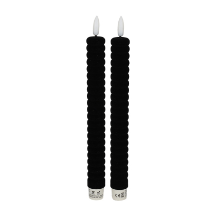 JENS Living LED Dinerkaars Fluweel Zwart set van 2 25922