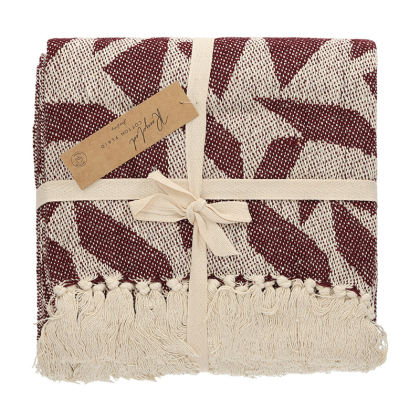 JENS Living Recycled Cotton Plaid Soof Burgundy 25852