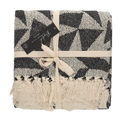 JENS Living Recycled Cotton Plaid Soof Zwart 25853