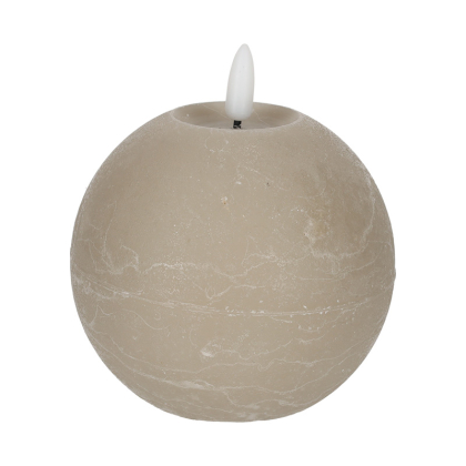 JENS Living Rustieke LED Kaars Rond Taupe 25712