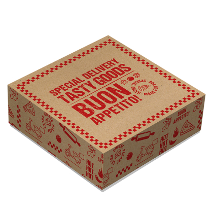 Geschenkdoos Pizza Heroes - bodem met deksel - 40x40cm Kerstpakketdoos Bodem en Deksel Pizza Heroes 40x40cm