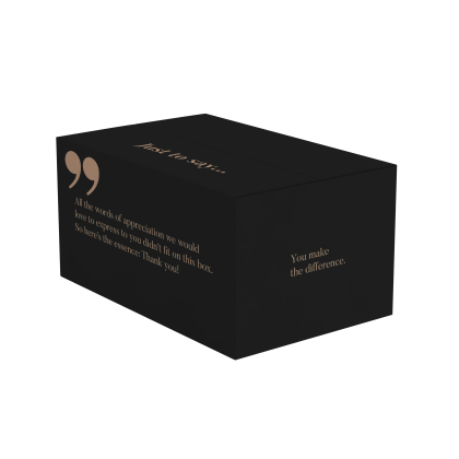 Geschenkdoos Quote Zwart Kerstpakketdoos quote kraft zwart