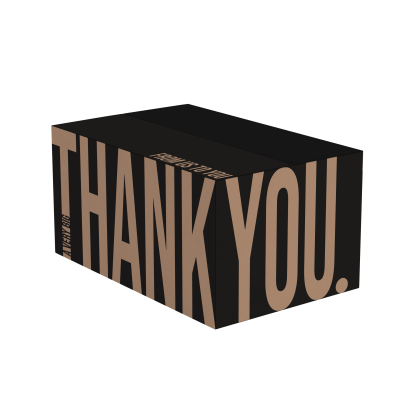 Geschenkdoos Thank You Zwart Kerstpakketdoos thank you kraft zwart