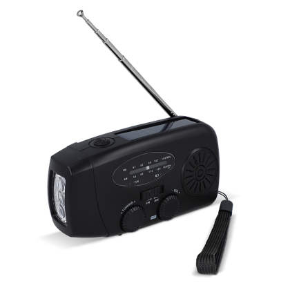 Noodradio Zwart - Radio, zaklamp en powerbank in één Noodradio zaklamp powerbank in 1