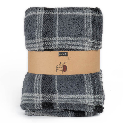 Plaid XL Sherpa Recycled Ruit Grijs - 150x200cm Plaid XL Sherpa Recycled Ruit Grijs