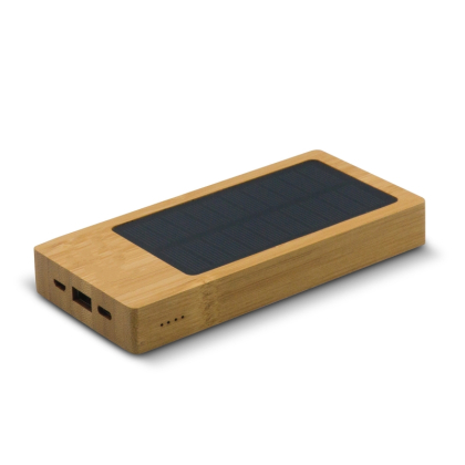 Solar Powerbank 8000mah bamboe - zonnecellen Powerbank bamboe met zonnecellen 8000 mAh 10 LT91276