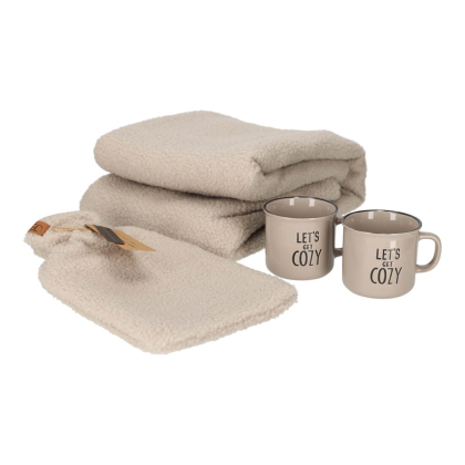 Gift Set Cozy Taupe - Plaid, Kruik, 2 mokken - JENS Living jens living gift set cozy taupe 4 25620