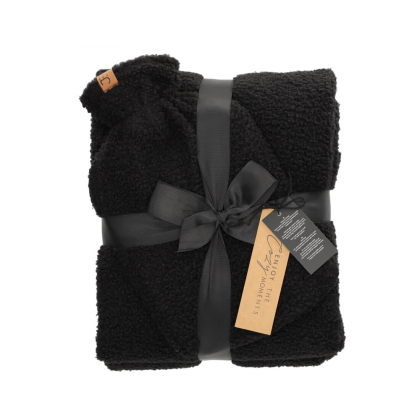 Giftset Plaid en Kruik - Boucle Zwart - JENS Living jens living giftset boucle zwart 2 25623