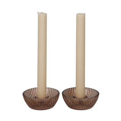 jens living giftset kandelaar kaars bruin 2 25625