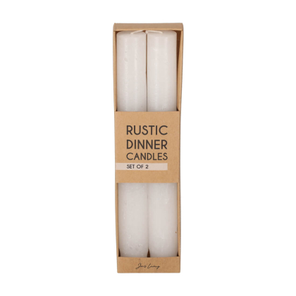 jens living rustieke dinerkaarsen wit set2 25615