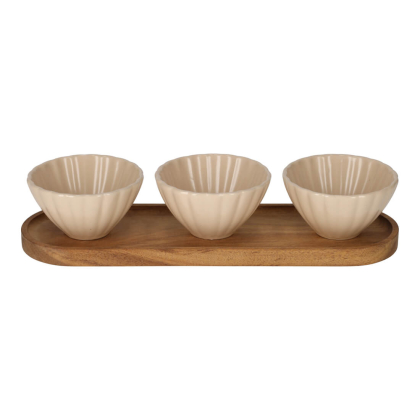 jens living serveerset met schelp schaaltjes beige 25097