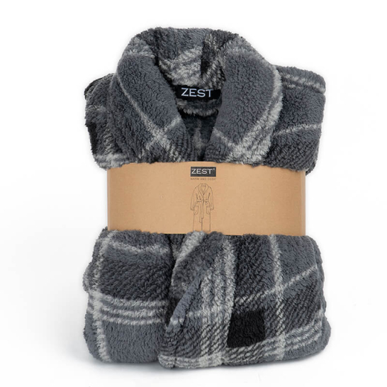 Badjas Sherpa Recycled Ruit Grijs