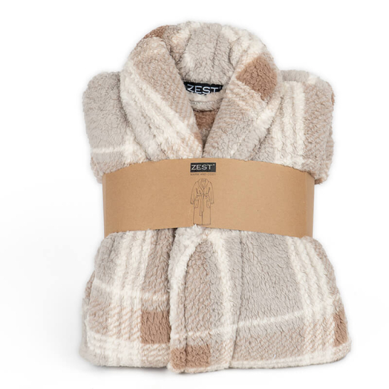 Badjas Sherpa Recycled Ruit Zand