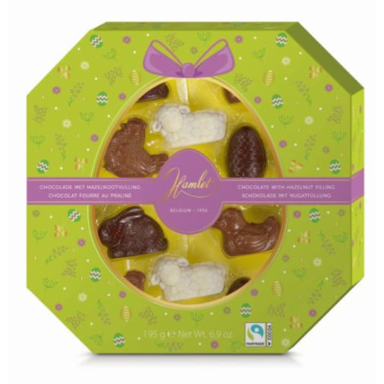 Chocolade Paasfiguren met pralinevulling vensterdoos 195gram Hamlet 706032570