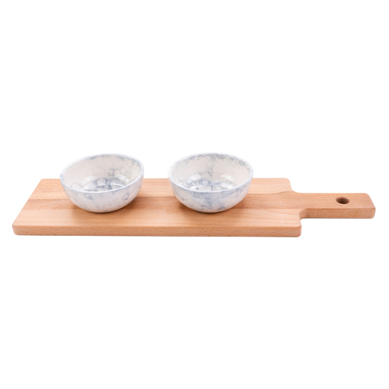 Geschenkset plank 2 schaaltjes Grijs