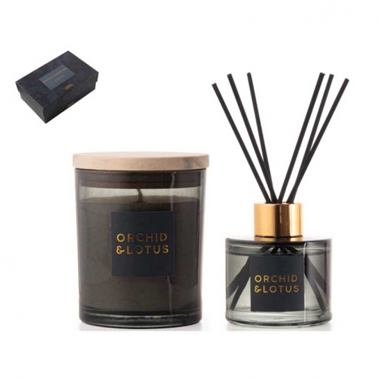 Giftset kaars en diffuser Orchid en Lotus