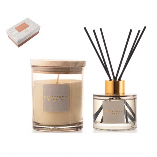 Giftset kaarsdiffuser HoneyAmber