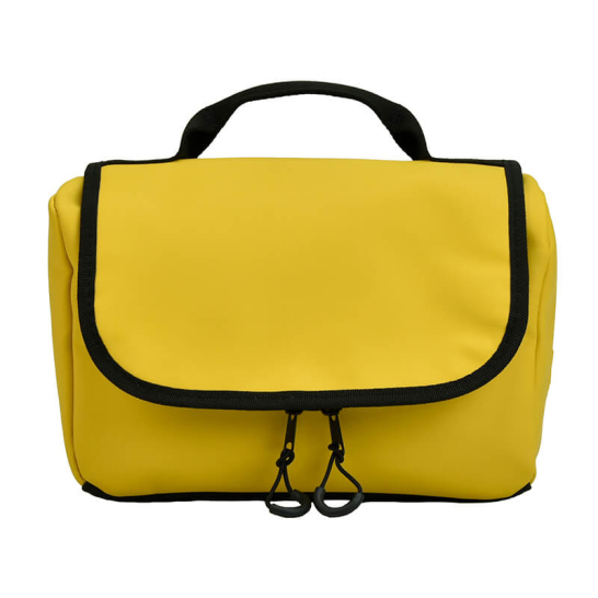 Hangende toilettas travel mat geel voorkant