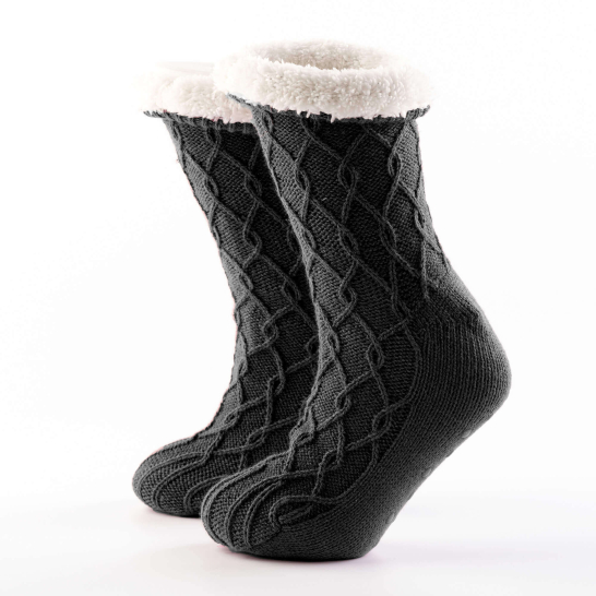 Huissokken Ellis Raven met voering en antislip
