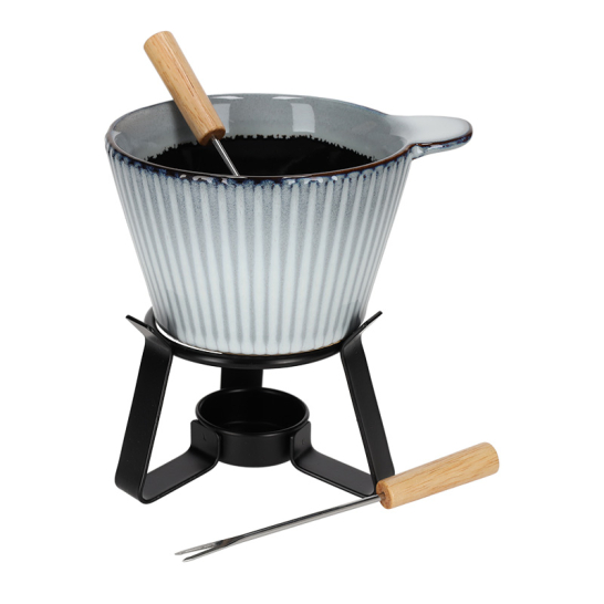 JENS Living Fondue Set Ribbel Grijs 25918