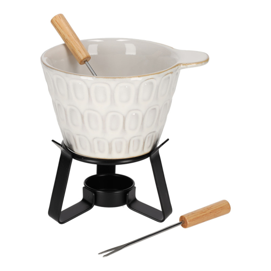JENS Living Fondue Set Stippen Taupe 25919