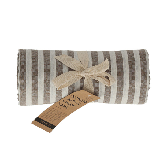 JENS Living Hamamdoek Strepen Taupe 180x90 25861