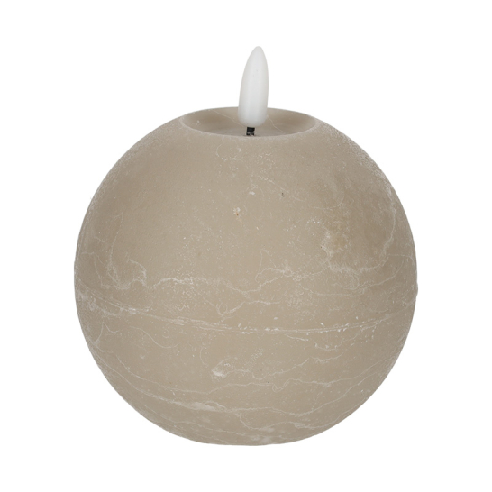 JENS Living Rustieke LED Kaars Rond Taupe 25712