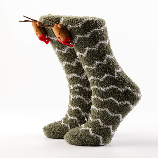 Kerstsokken Funny Randy Bronze Green in geschenkverpakking