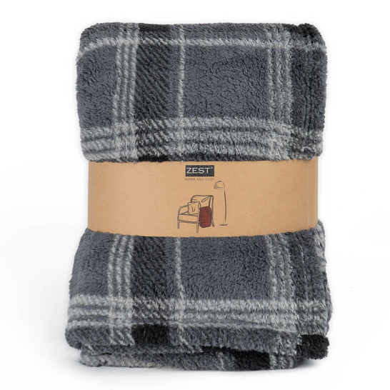 Plaid XL Sherpa Recycled Ruit Grijs