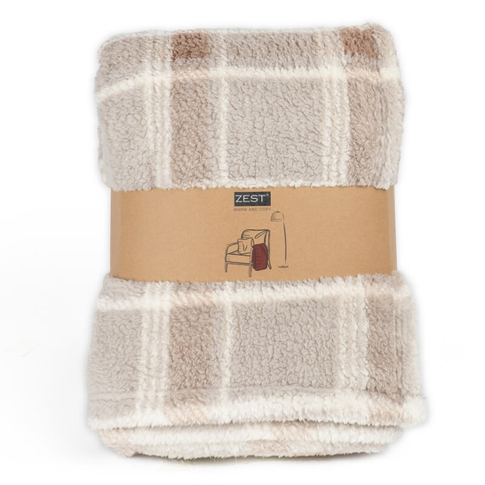 Plaid XL Sherpa Recycled Ruit Zand
