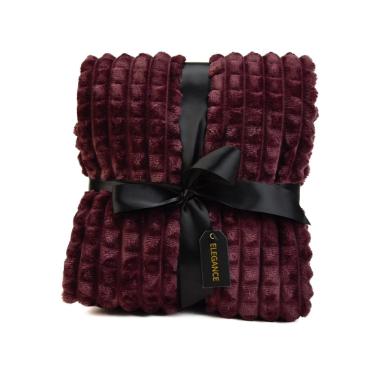 Plaid bordeaux verpakt met strik 170 x 130 cm 8747bo