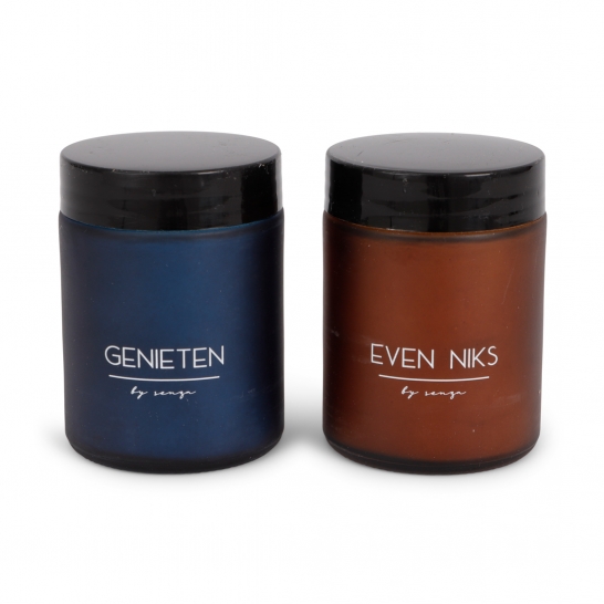 SENZA Set Van 2 Geurkaarsen Blauw Bruin 24647