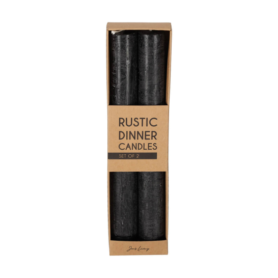 jens living rustieke dinerkaarsen zwart set2 25613
