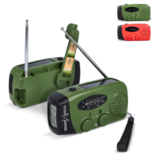 safesound noodradio met zonneenergie en opwindbaar groen LT95607