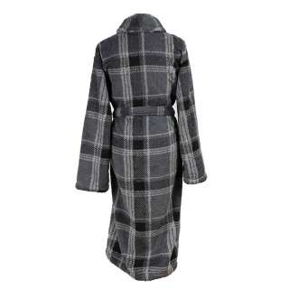 Badjas Sherpa Recycled Ruit Grijs achterkant Badjas Sherpa Recycled Ruit Grijs achterkant