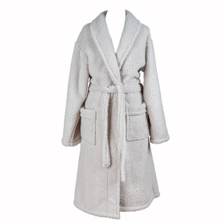 Badjas Sherpa Recycled beige voorkant Badjas Sherpa Recycled beige voorkant