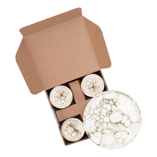 Geschenkset bord 4 schaaltjes Groen 2 Geschenkset bord 4 schaaltjes Groen 2