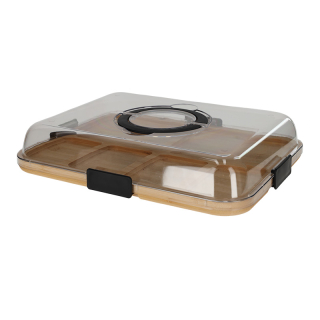 JENS Living Bamboe Snack Tray Met Deksel 25738 JENS Living Bamboe Snack Tray Met Deksel 25738
