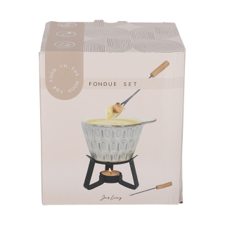 JENS Living Fondue Set Stippen Taupe 25919 4