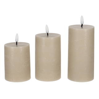 JENS Living LED Stompkaarsen Steengrijs set van 3 25715 1