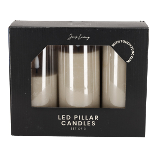 JENS Living LED Stompkaarsen Steengrijs set van 3 25715 3