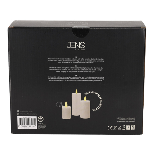 JENS Living LED Stompkaarsen Steengrijs set van 3 25715 4