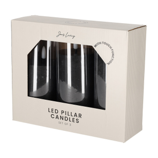 JENS Living LED Stompkaarsen Zwart set van 3 25714 2