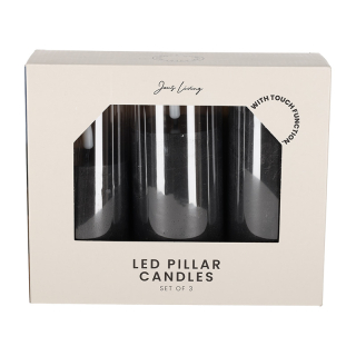 JENS Living LED Stompkaarsen Zwart set van 3 25714 3