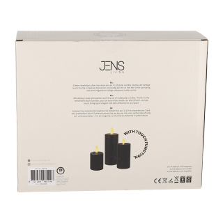 JENS Living LED Stompkaarsen Zwart set van 3 25714 4