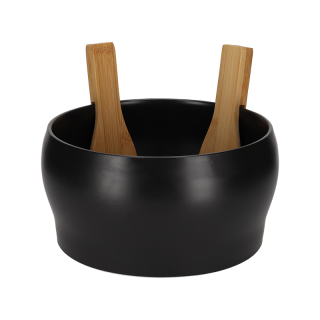 JENS Living Saladeschaal Met Bestek Zwart 25757 1