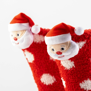 Kerstsokken Funny Socks Santa Biking Red